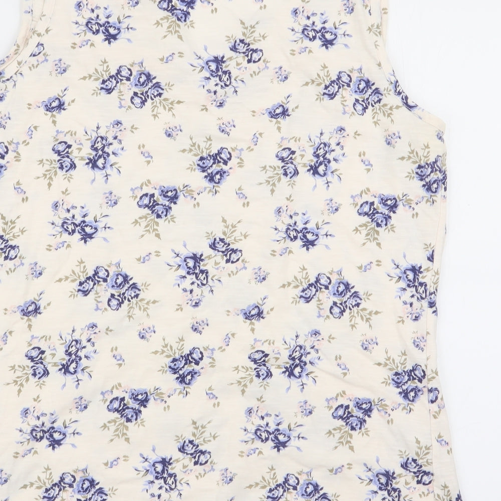 BHS Womens White Floral  Basic Tank Size 12