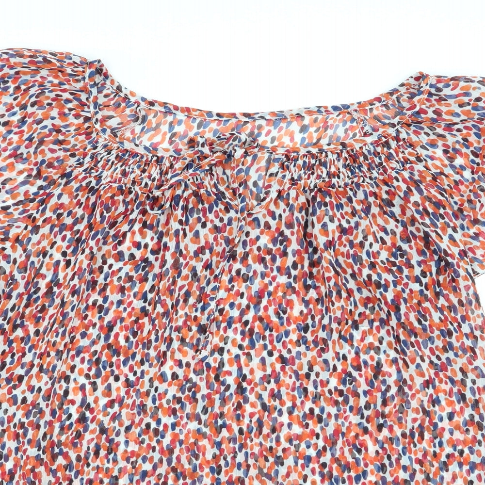 M&Co Womens Multicoloured Geometric  Basic Blouse Size 10