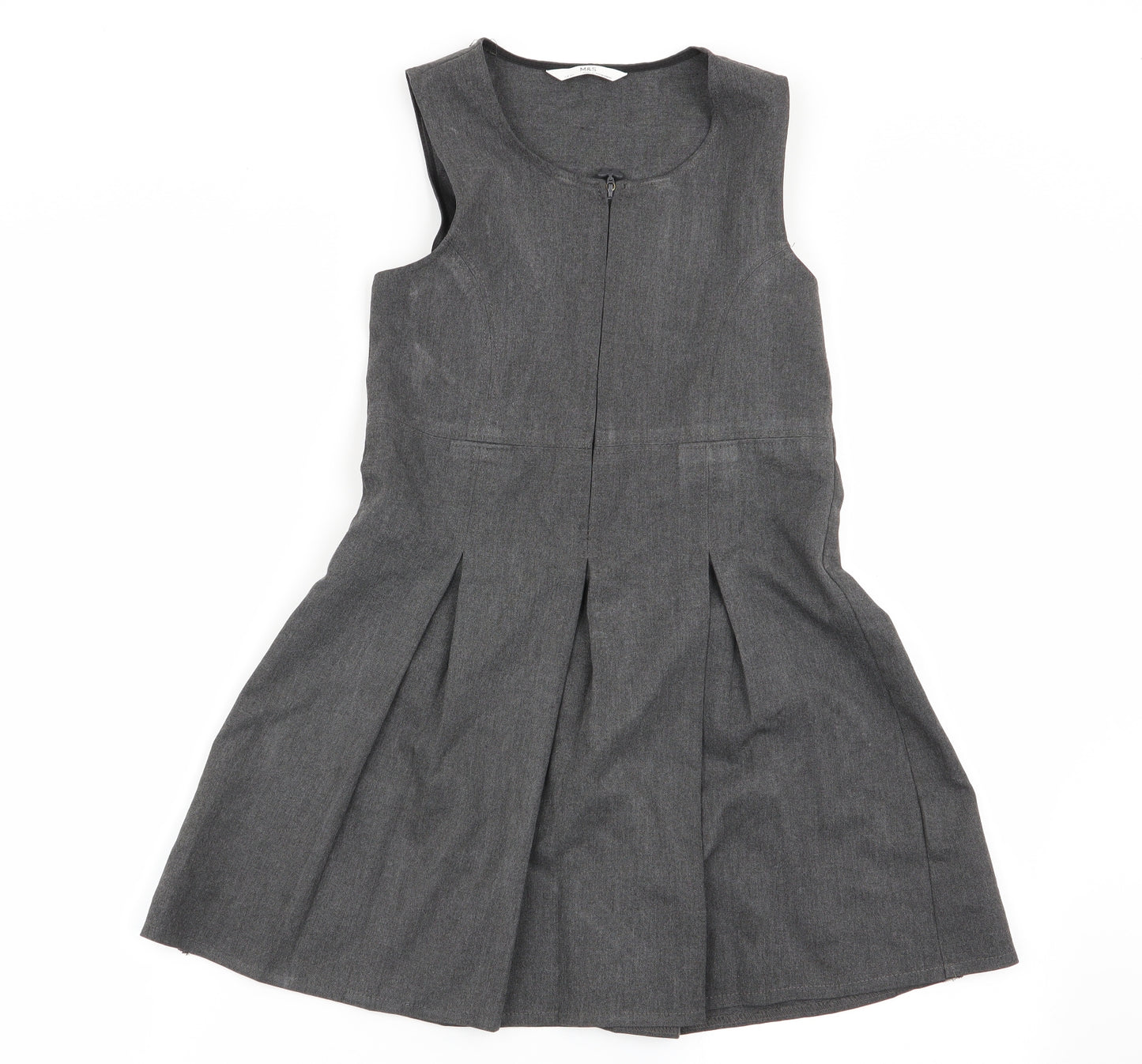 M&S Girls Grey   Pinafore/Dungaree Dress  Size 7-8 Years  - school dress