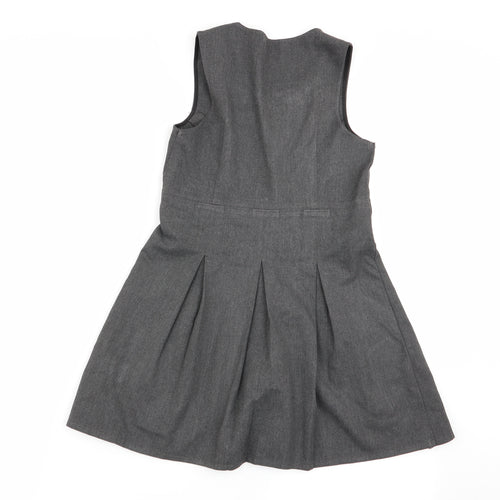 M&S Girls Grey   Pinafore/Dungaree Dress  Size 7-8 Years  - school dress