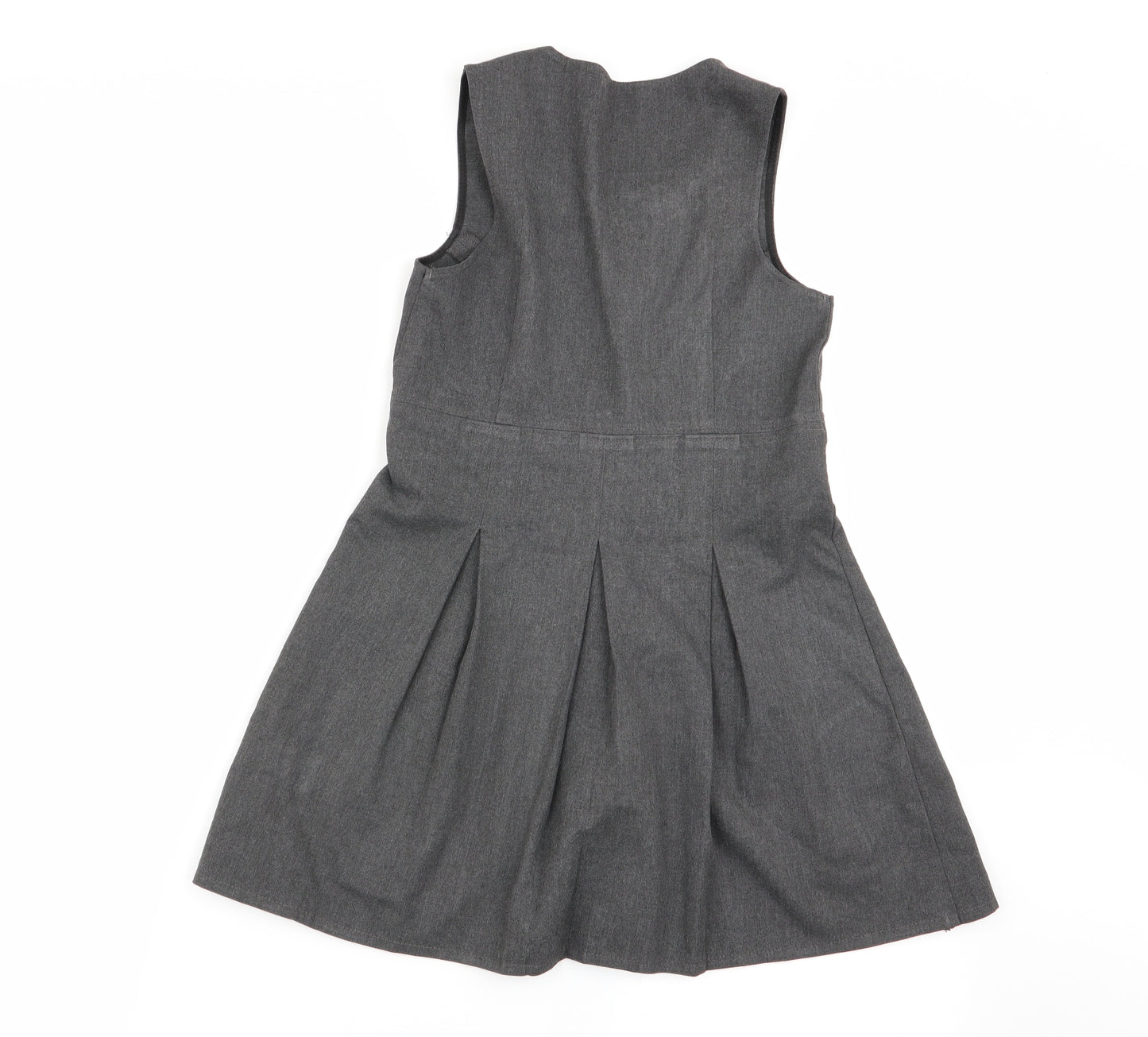 M&S Girls Grey   Pinafore/Dungaree Dress  Size 7-8 Years  - school dress