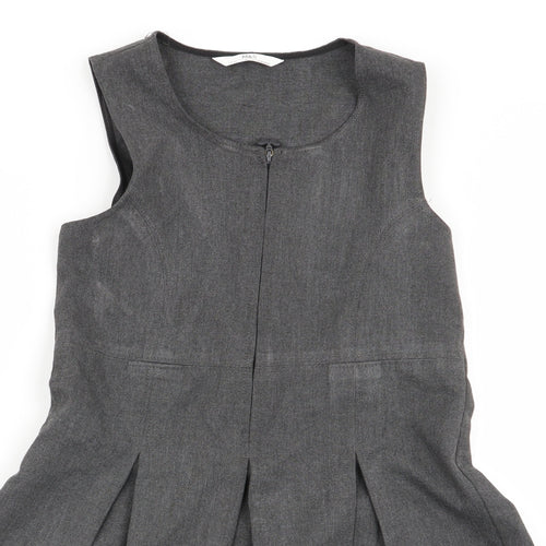 M&S Girls Grey   Pinafore/Dungaree Dress  Size 7-8 Years  - school dress