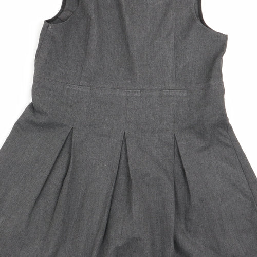 M&S Girls Grey   Pinafore/Dungaree Dress  Size 7-8 Years  - school dress