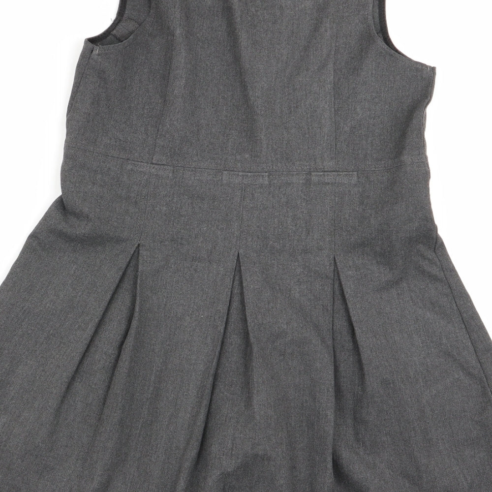 M&S Girls Grey   Pinafore/Dungaree Dress  Size 7-8 Years  - school dress