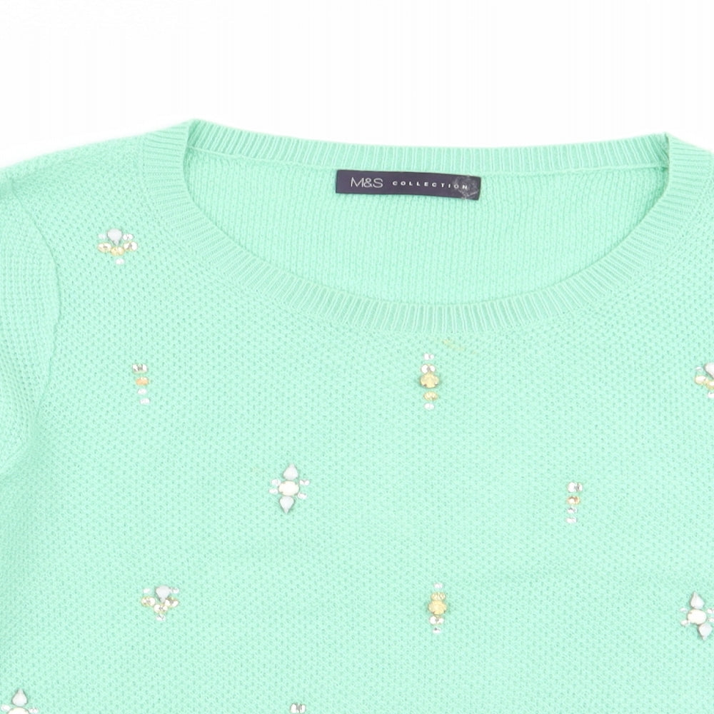 M&S Womens Green   Pullover Jumper Size 8
