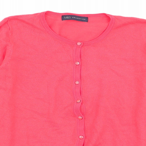 M&S Womens Red   Cardigan Jumper Size 10