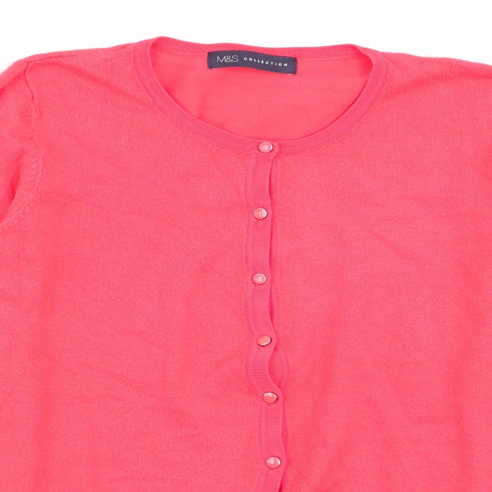 M&S Womens Red   Cardigan Jumper Size 10