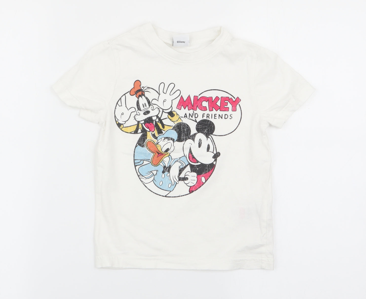 mickey mouse Boys White   Basic T-Shirt Size 4-5 Years