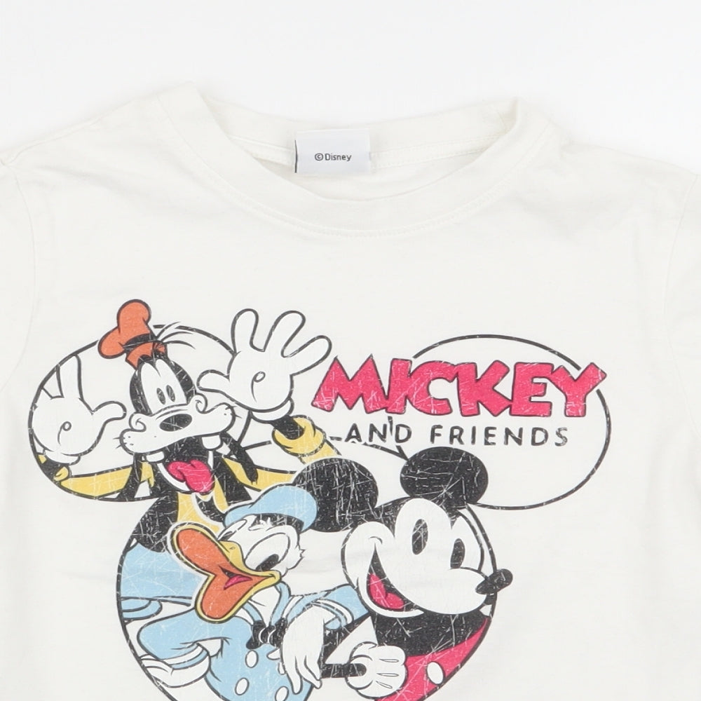 mickey mouse Boys White   Basic T-Shirt Size 4-5 Years
