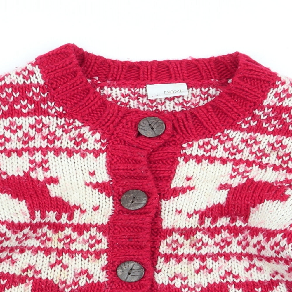 NEXT Girls Multicoloured Geometric  Cardigan Jumper Size 3-4 Years
