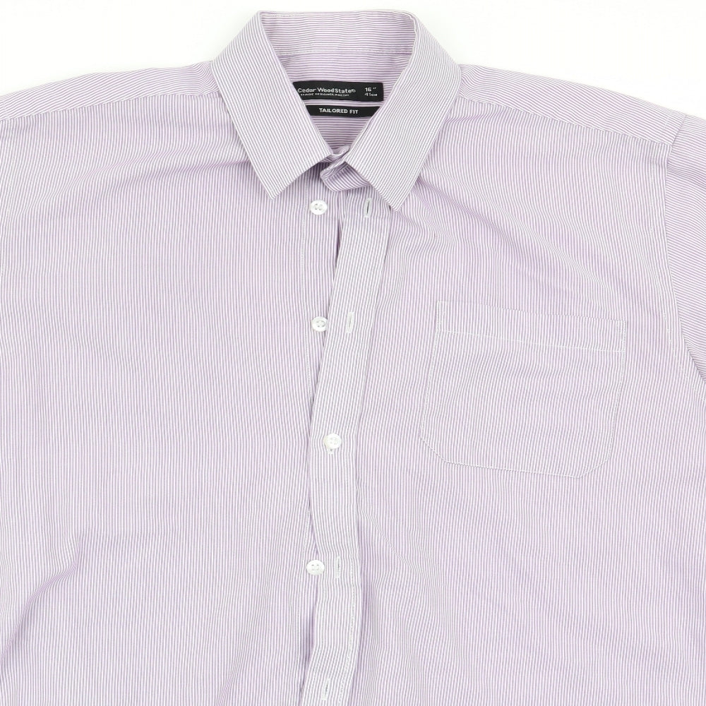 Cedar Wood State Mens Multicoloured Striped   Dress Shirt Size 16