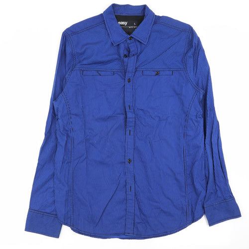 Easy Mens Multicoloured Striped   Button-Up Size L