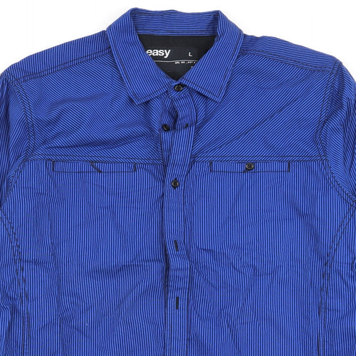 Easy Mens Multicoloured Striped   Button-Up Size L