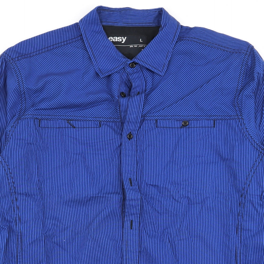 Easy Mens Multicoloured Striped   Button-Up Size L