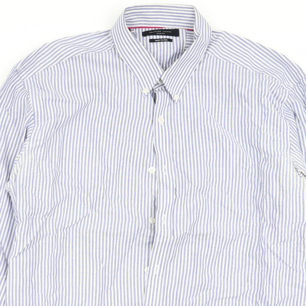 Selected Mens Multicoloured Striped   Dress Shirt Size L