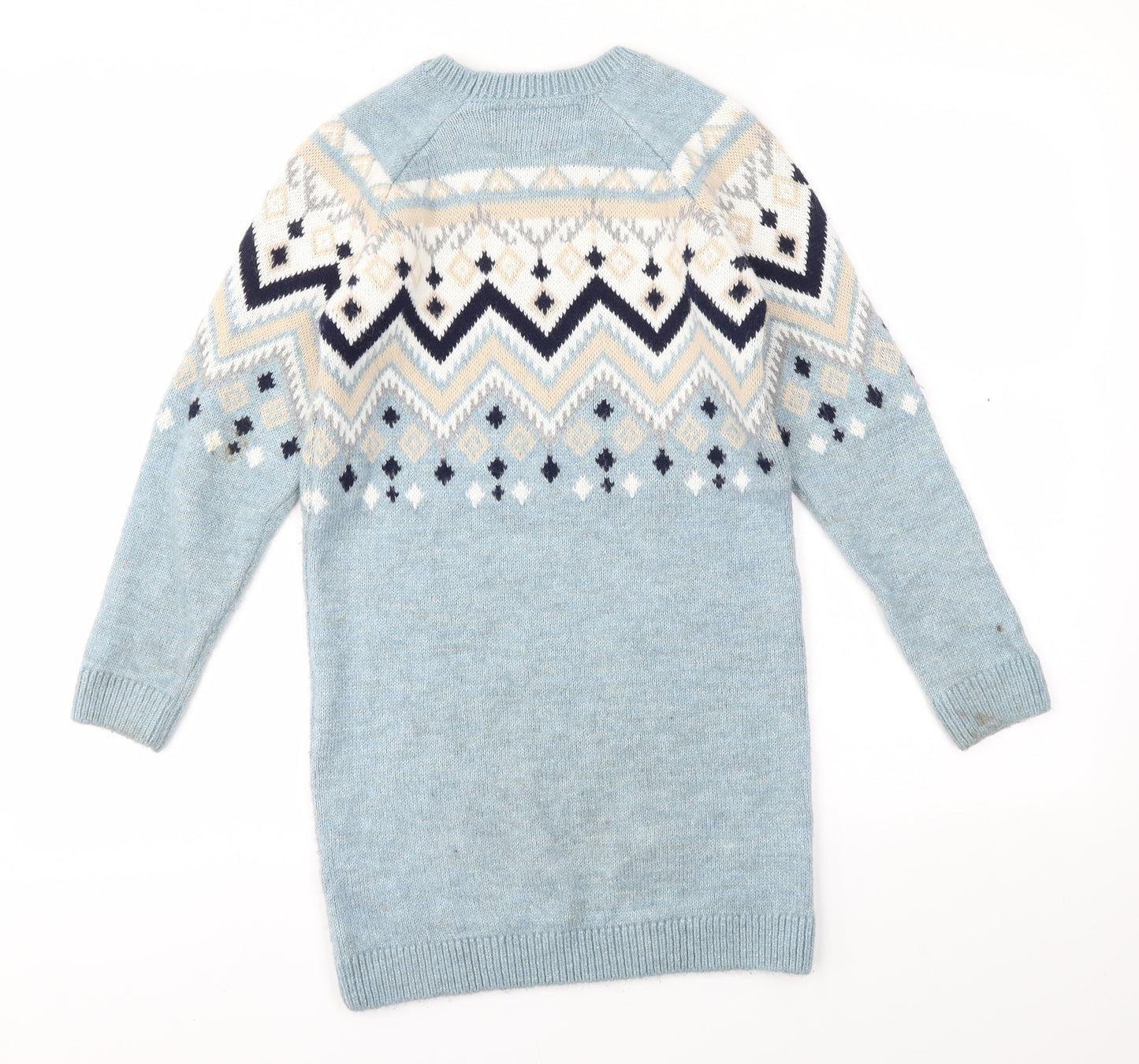 TU Girls Blue Geometric  Jumper Dress  Size 10 Years