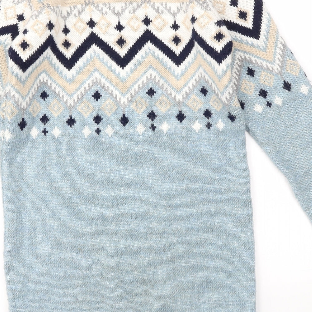 TU Girls Blue Geometric  Jumper Dress  Size 10 Years