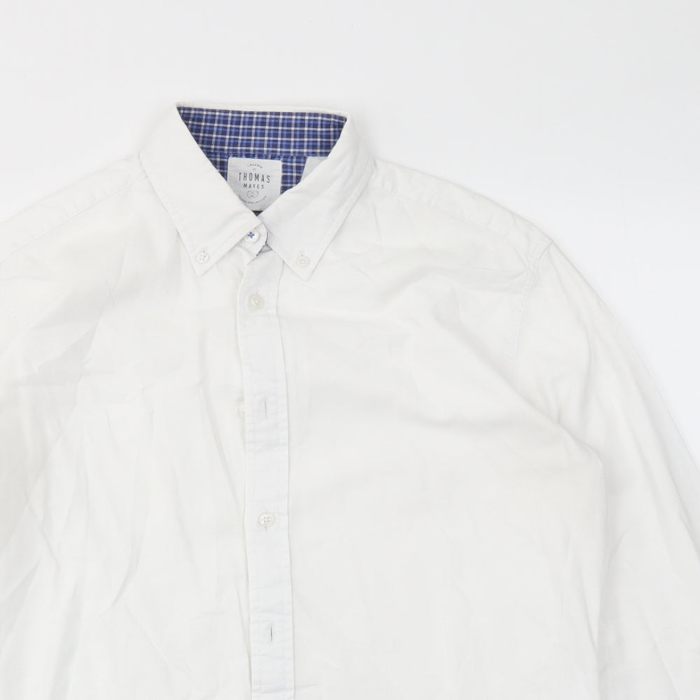 THOMAS MAYES Mens White    Dress Shirt Size M