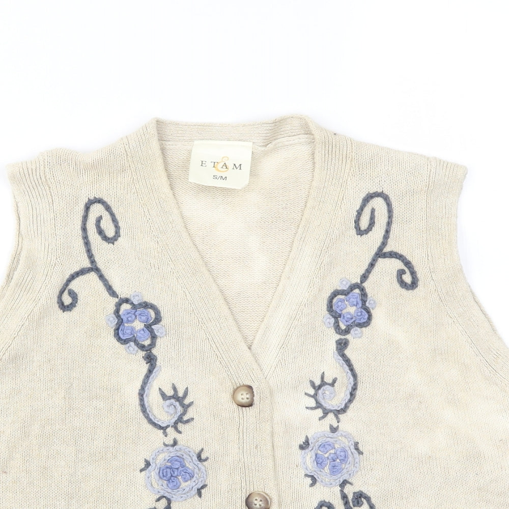 ETAM  Womens Beige Floral  Cardigan Jumper Size M