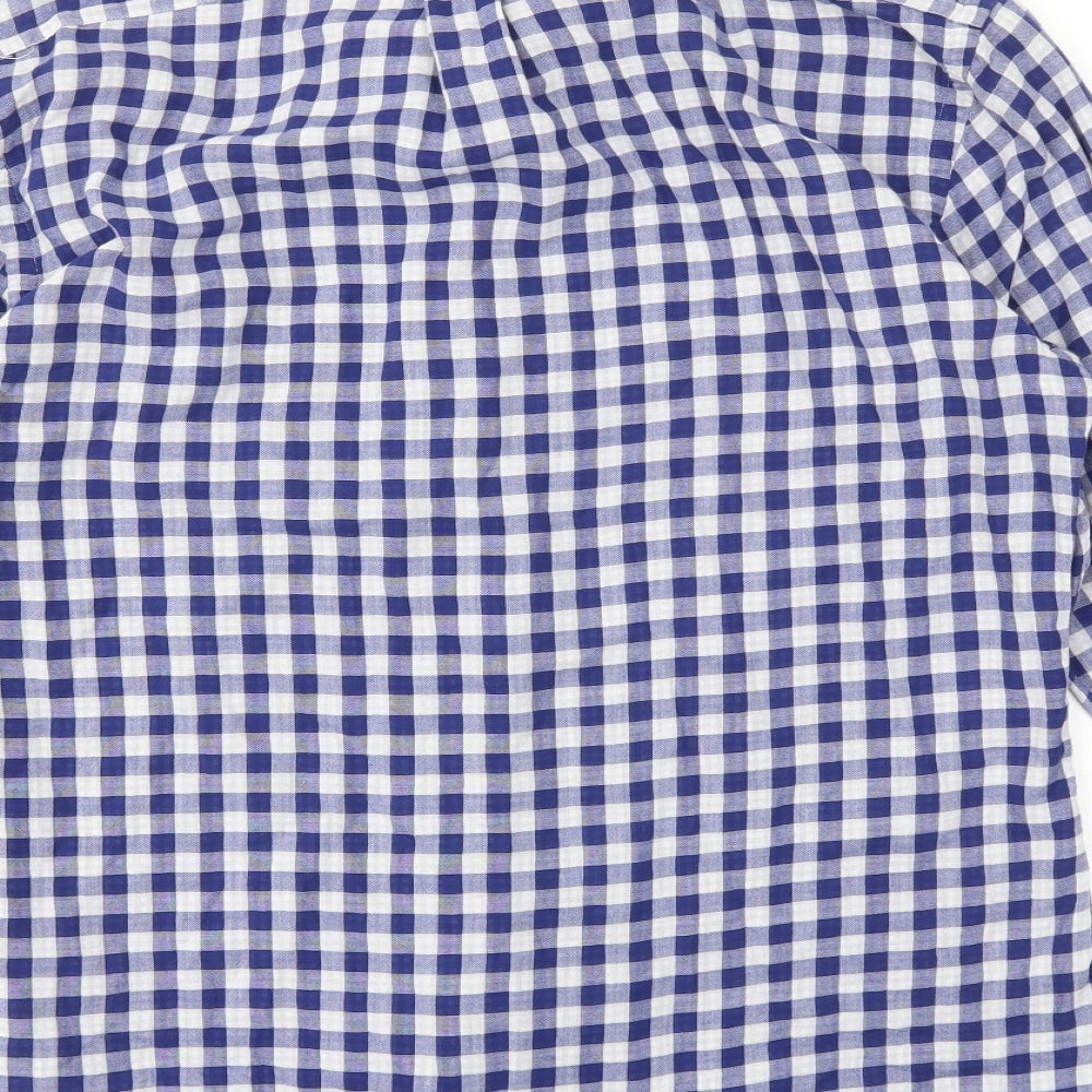 Ralph Lauren Mens Blue Check   Dress Shirt Size M