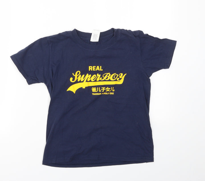 Gildan Boys Blue Geometric  Basic T-Shirt Size M