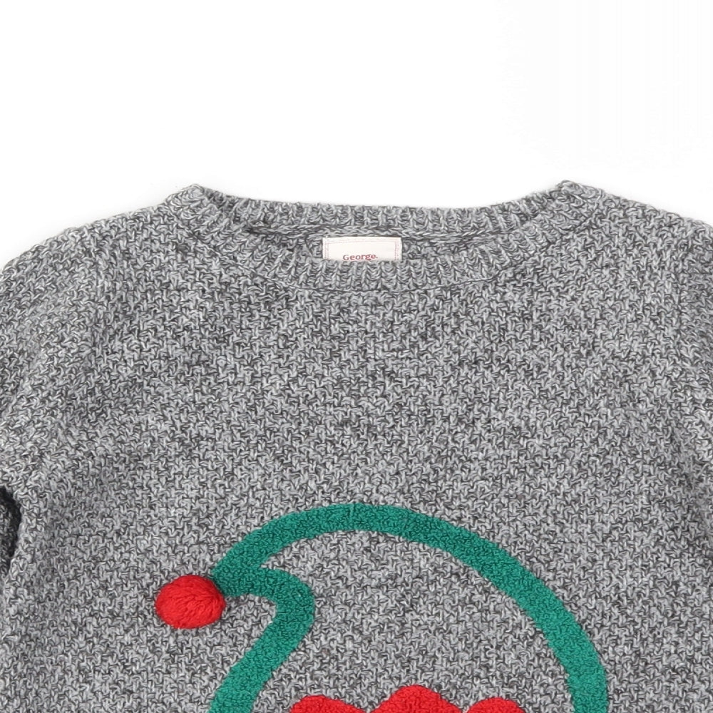 George Girls Grey Animal Print  Pullover Jumper Size 3-4 Years