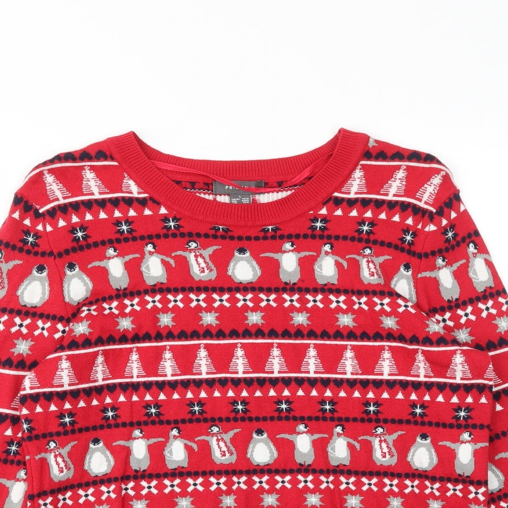 Primark Womens Multicoloured Animal Print  Pullover Jumper Size L  - Christmas  Jumper