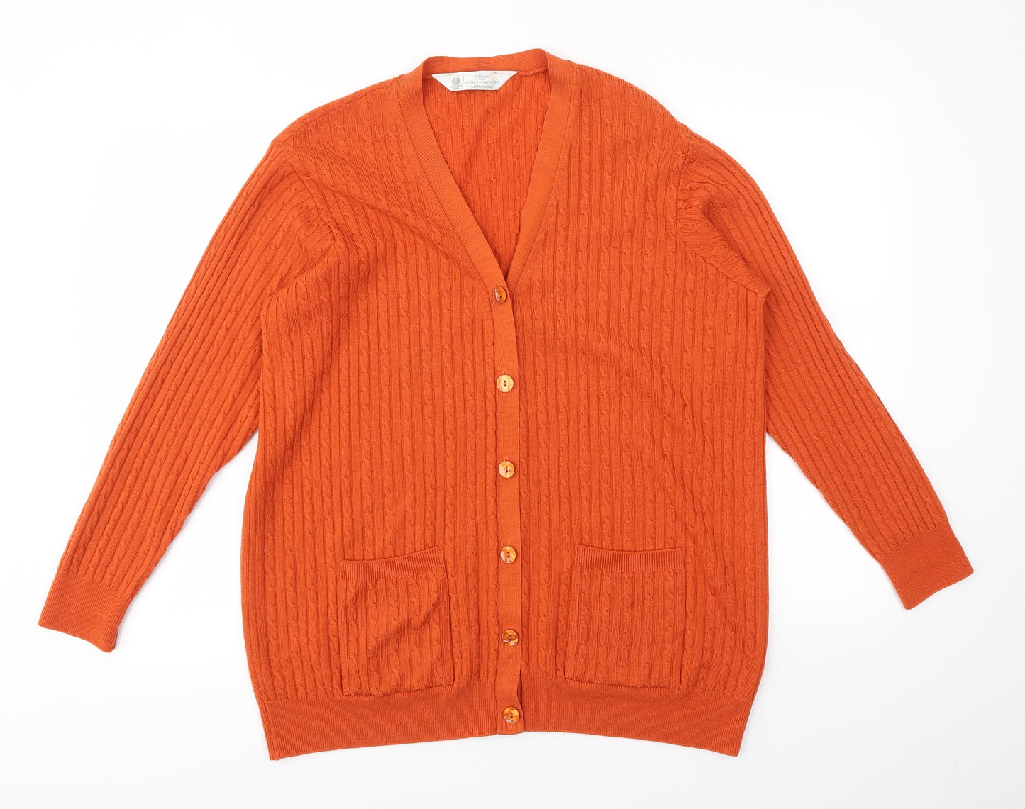 M&S Womens Orange   Cardigan Jumper Size 18