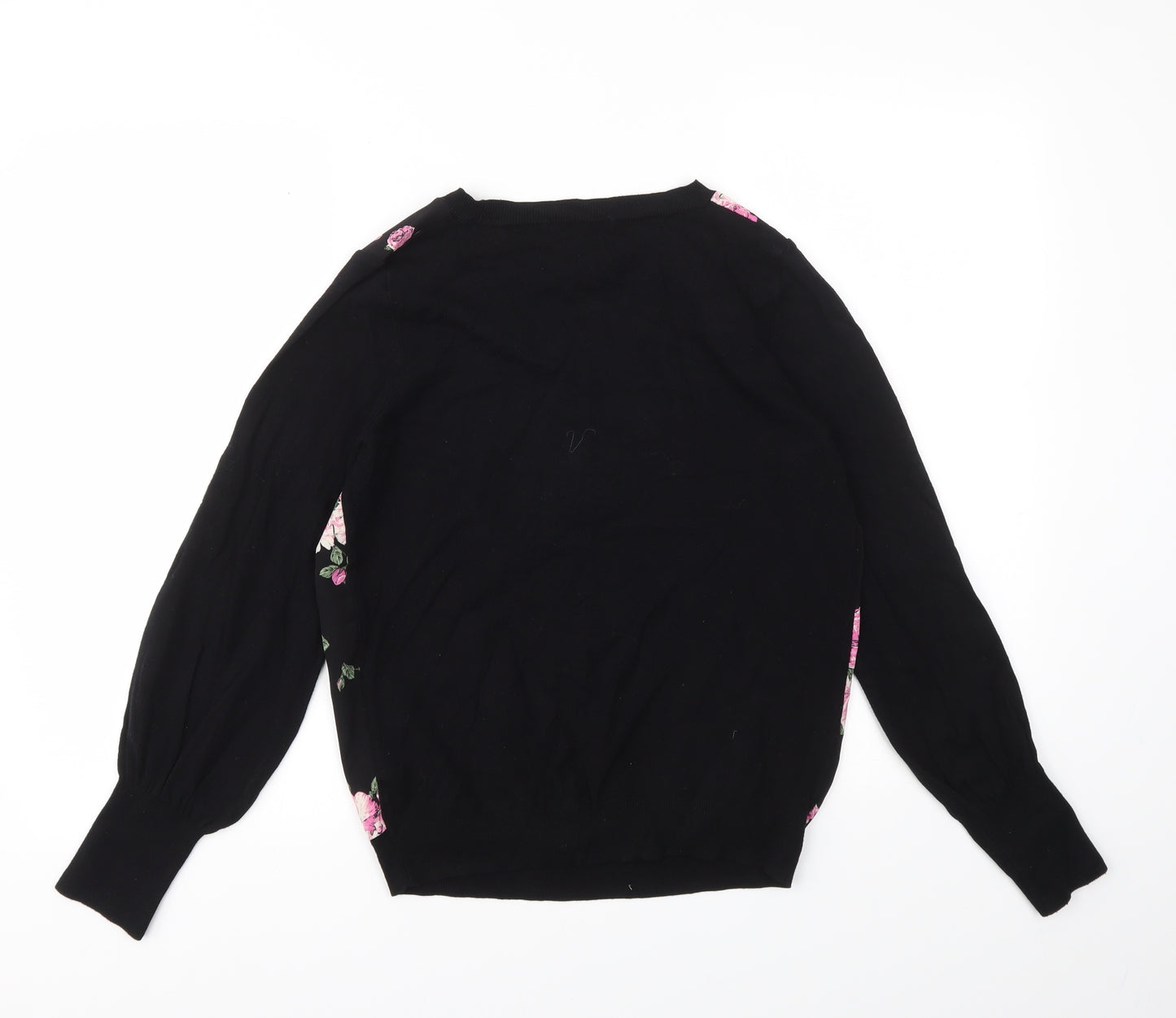 F&F Womens Black Floral  Pullover Jumper Size 8