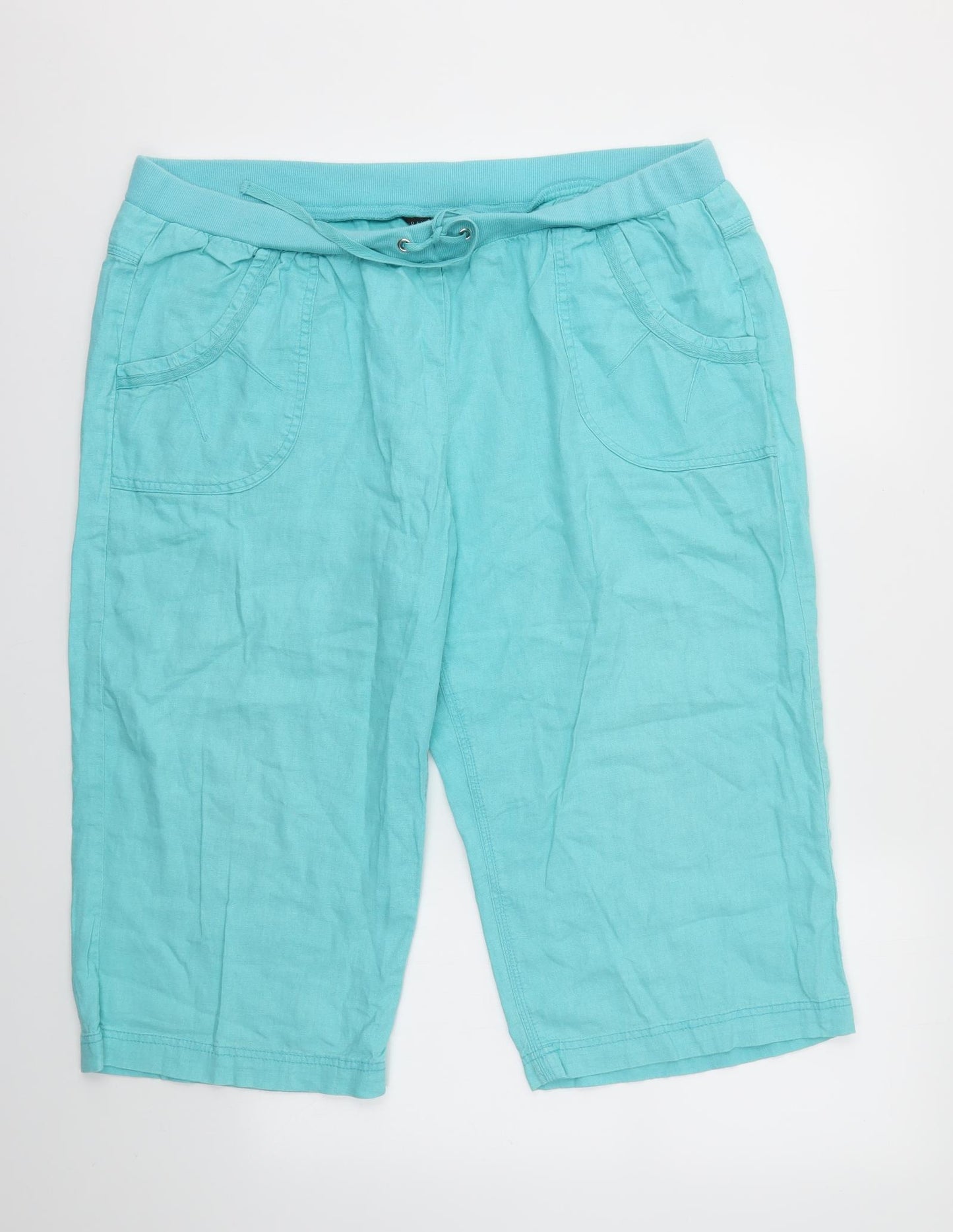 BHS Womens Blue   Trousers  Size 18 L20 in - stretch waistband