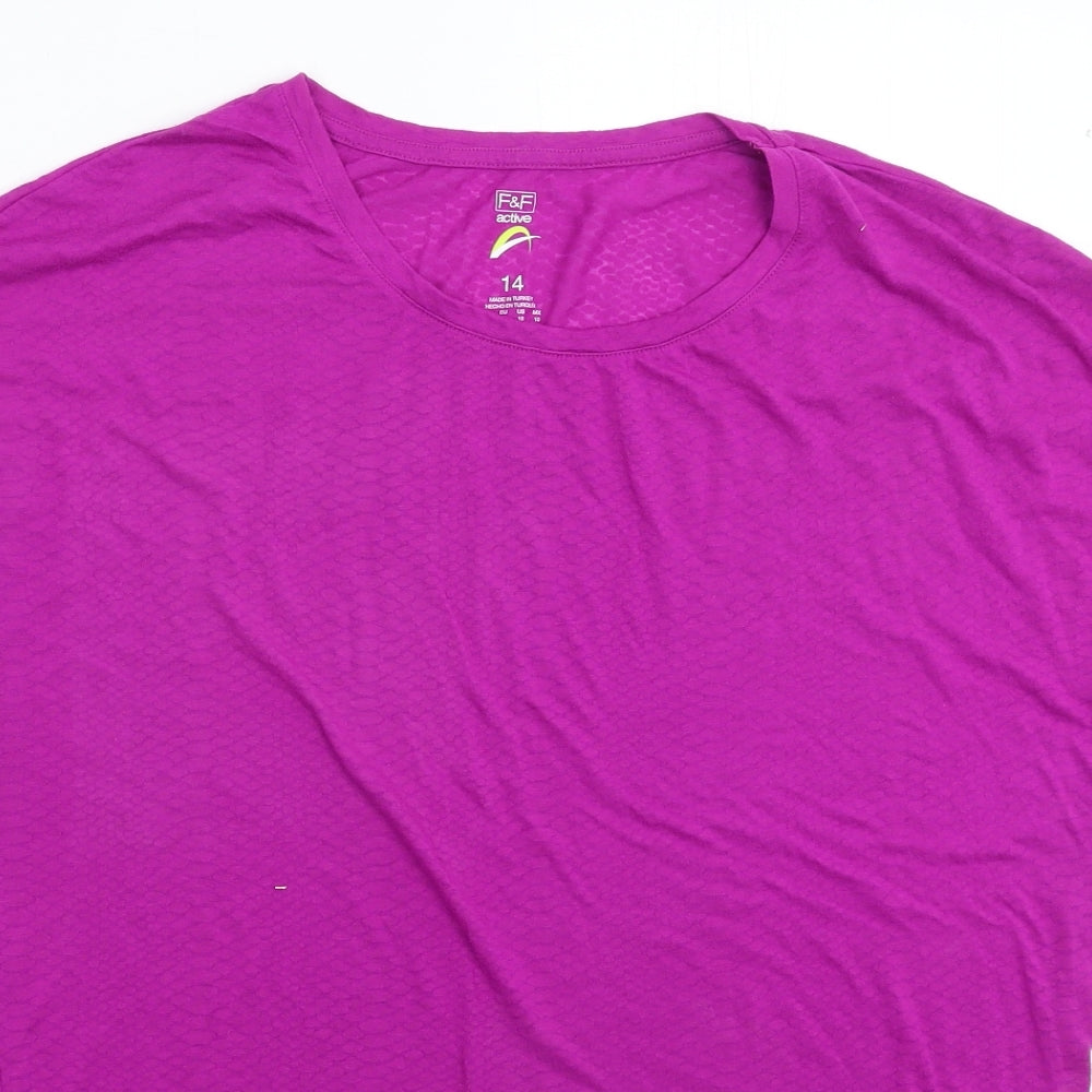 F&F Womens Pink Animal Print  Basic T-Shirt Size 14