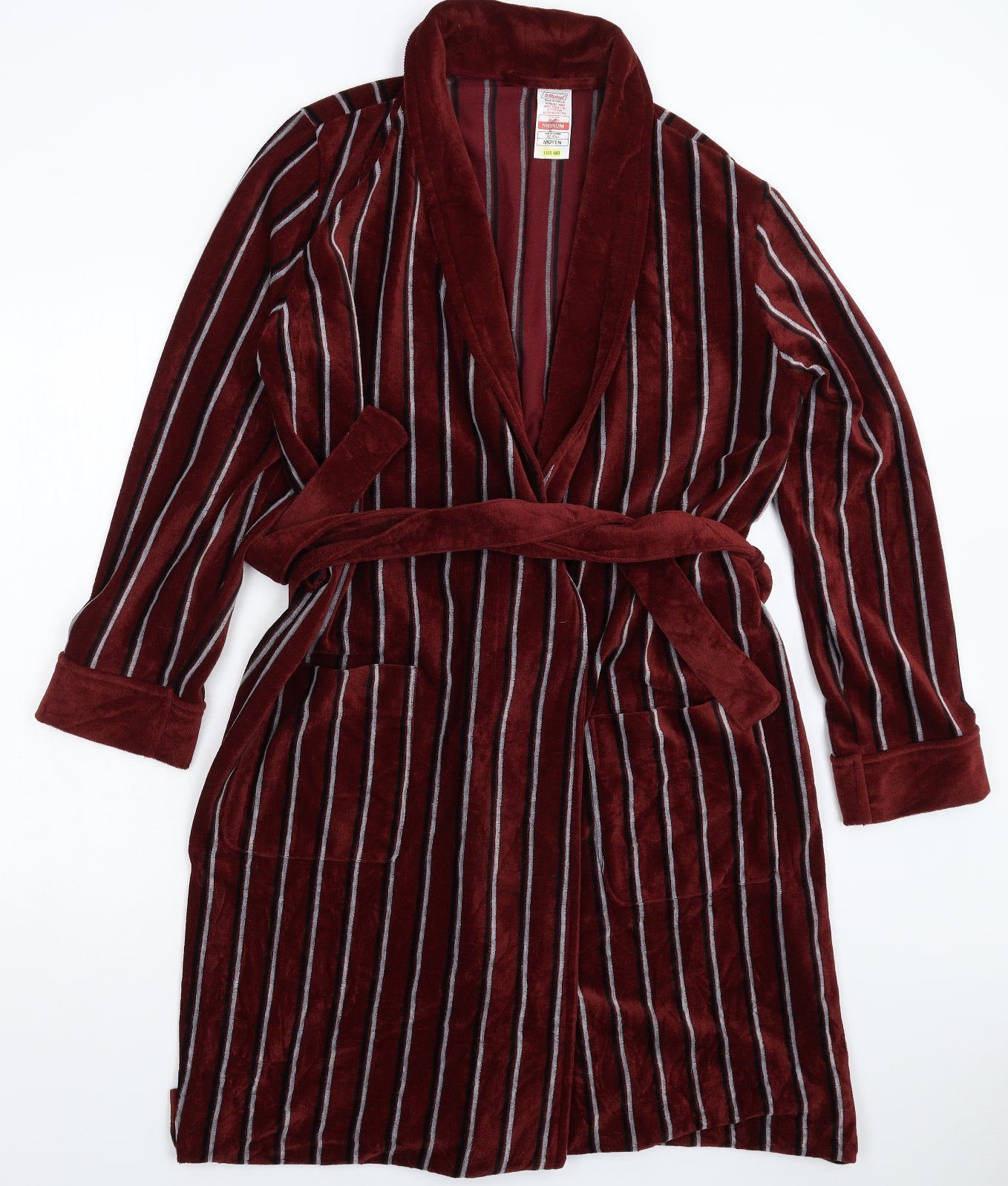 St Michael Mens Brown Striped   Robe Size M