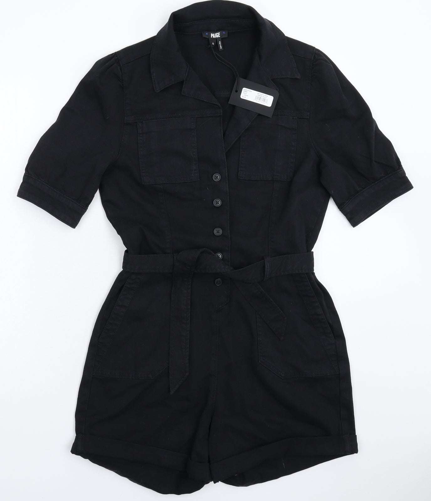Paige Womens Black  Denim Jumpsuit One-Piece Size 8 L5 in