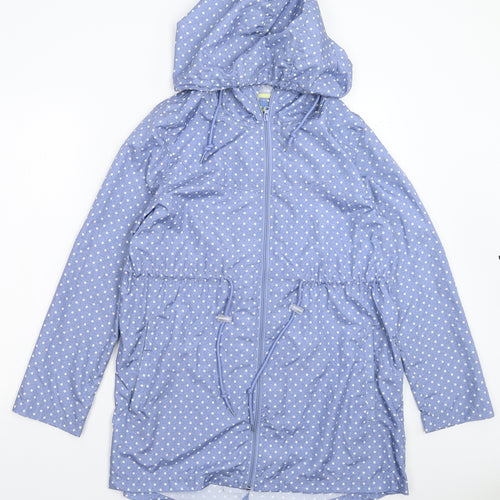 Parka in a Pocket Womens Blue Polka Dot  Parka Coat Size S