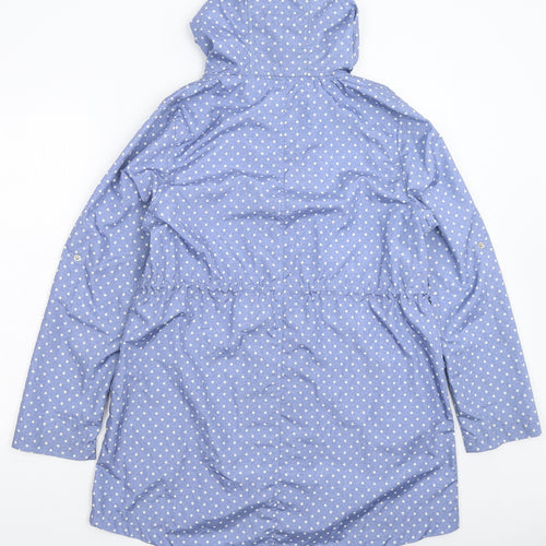 Parka in a Pocket Womens Blue Polka Dot  Parka Coat Size S