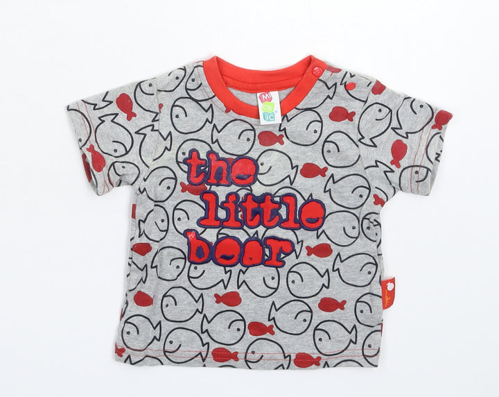 Miobic Baby Grey Basic T-Shirt Size 6-9 Months