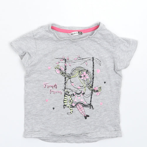 Pep&Co Girls Grey   Basic T-Shirt Size 18-24 Months