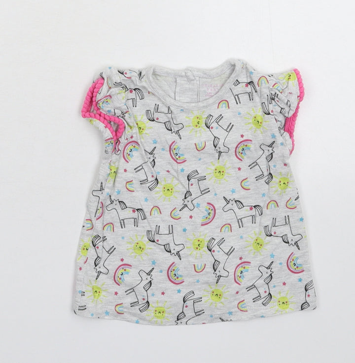 Primark Girls Grey   Basic T-Shirt Size 6-9 Months