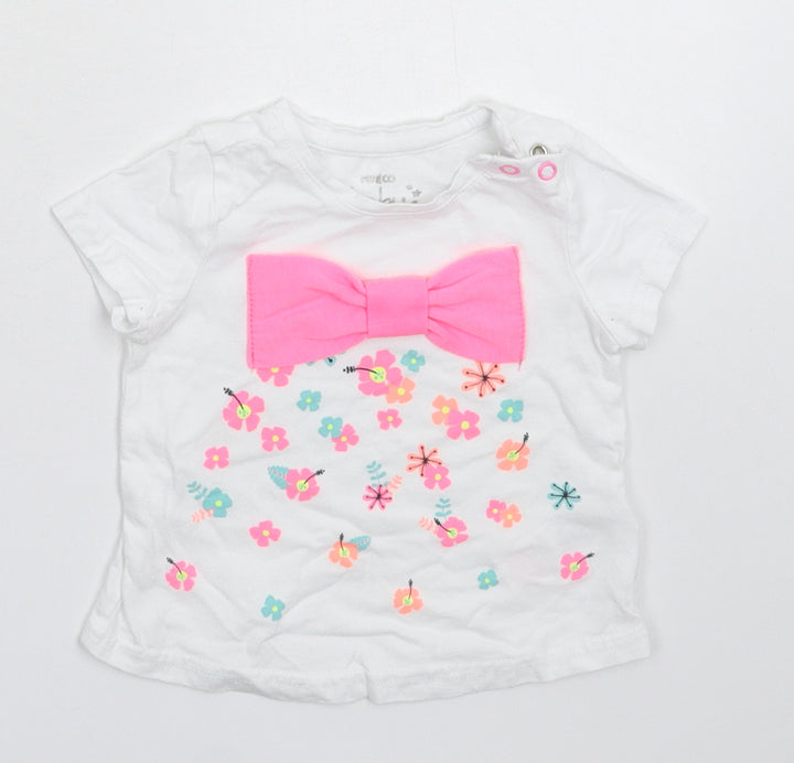 Pep&Co Girls White   Basic T-Shirt Size 6-9 Months