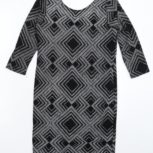 Wallis Womens Black Geometric  Bodycon  Size 10