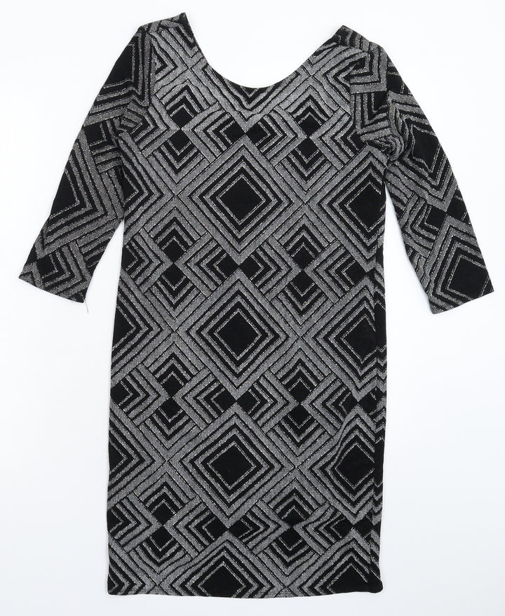 Wallis Womens Black Geometric Bodycon Size 10