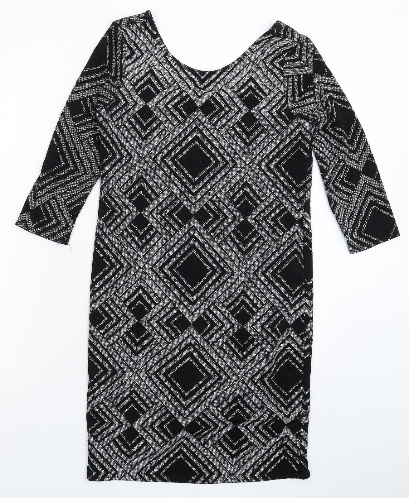 Wallis Womens Black Geometric  Bodycon  Size 10