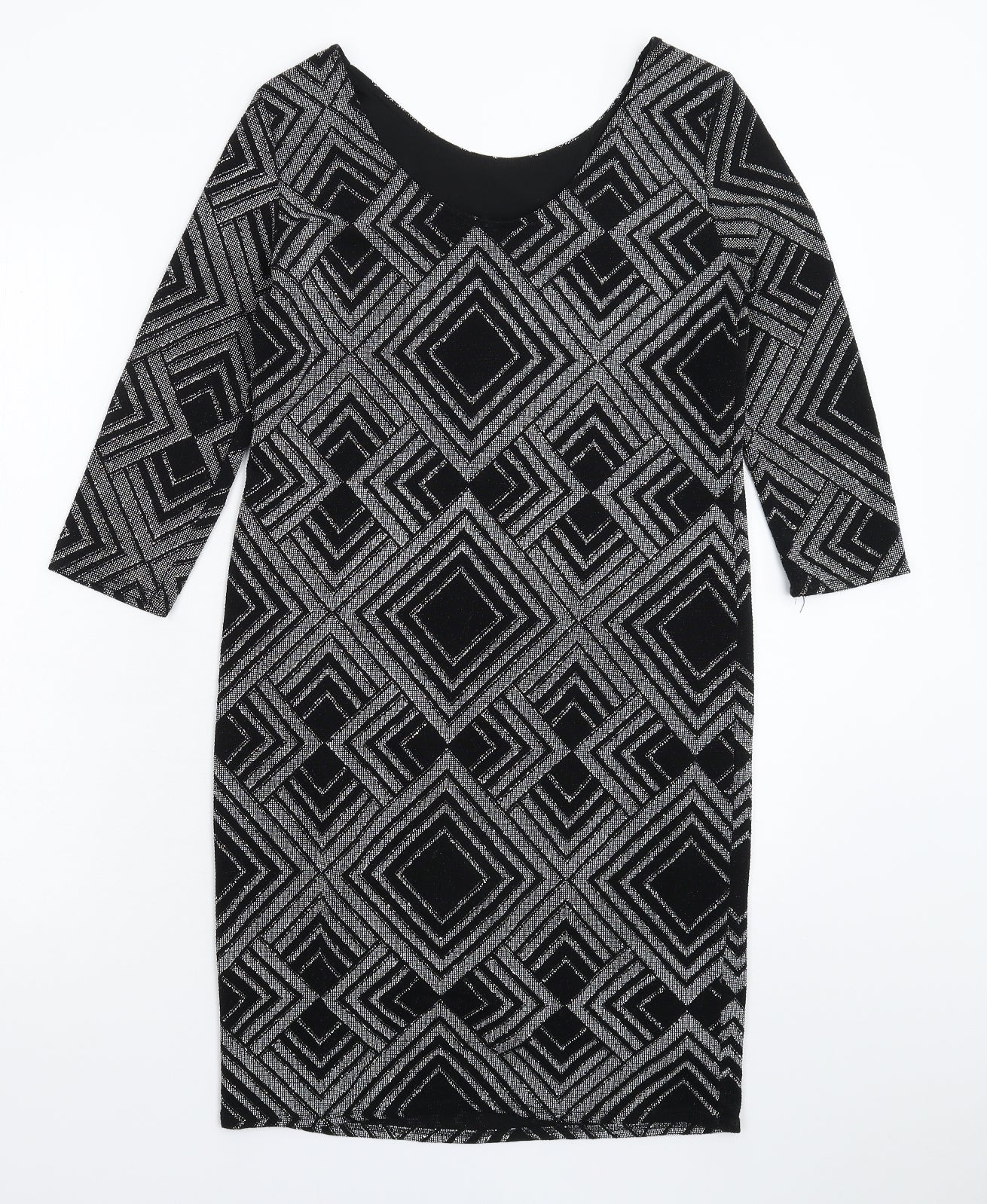 Wallis Womens Black Geometric  Bodycon  Size 10