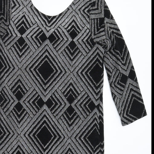 Wallis Womens Black Geometric  Bodycon  Size 10