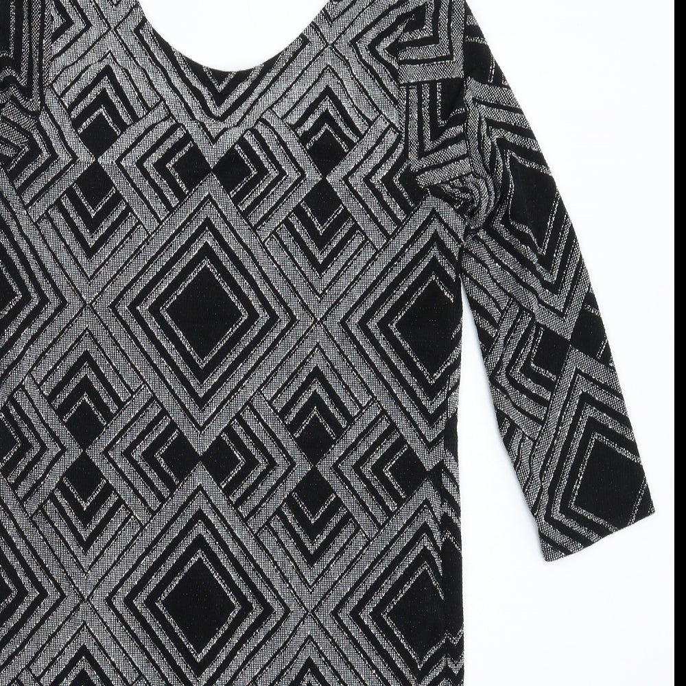 Wallis Womens Black Geometric  Bodycon  Size 10