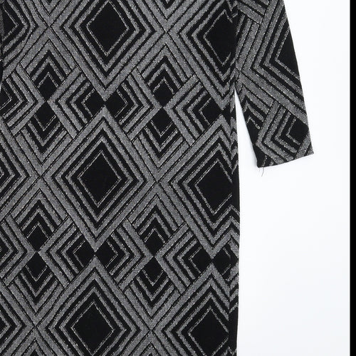 Wallis Womens Black Geometric  Bodycon  Size 10
