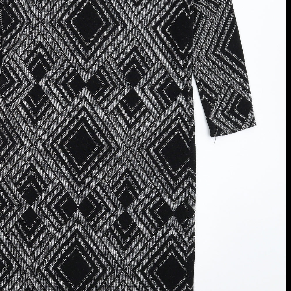 Wallis Womens Black Geometric  Bodycon  Size 10