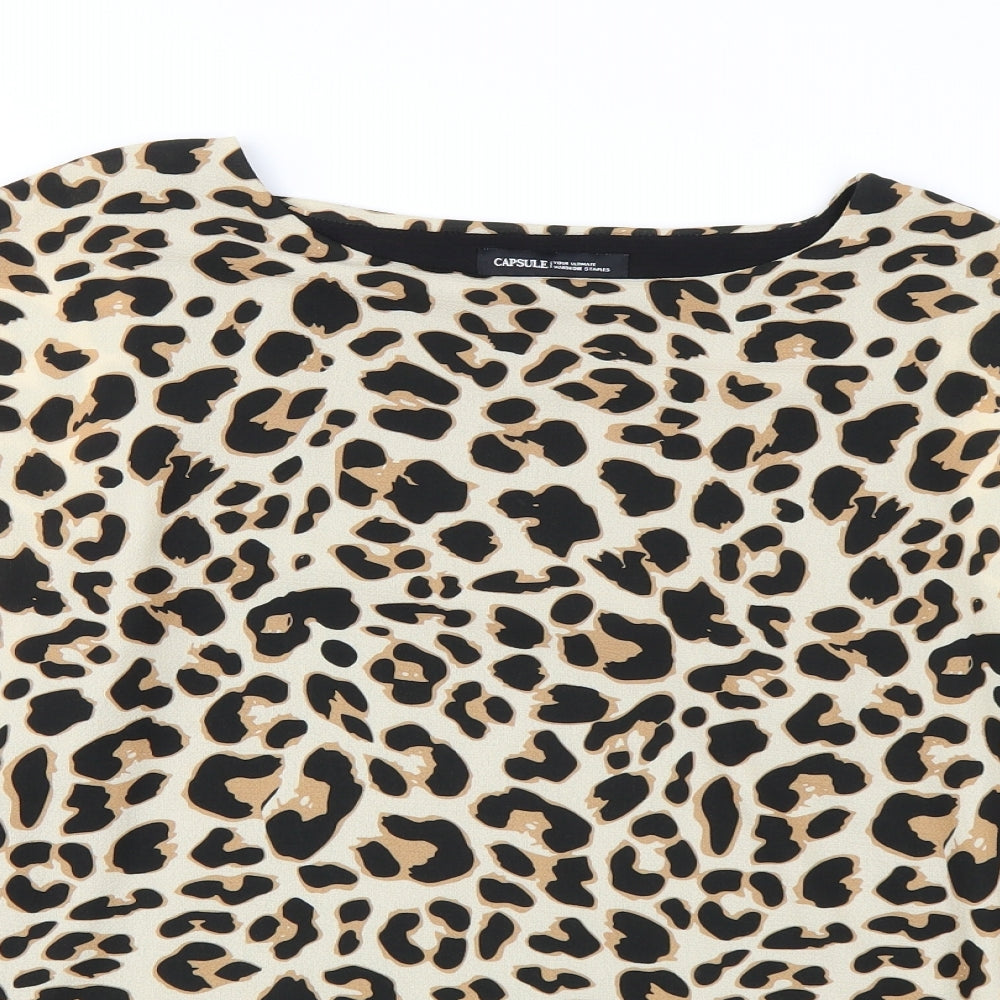 Capsule Womens Beige Animal Print  Basic Blouse Size 16