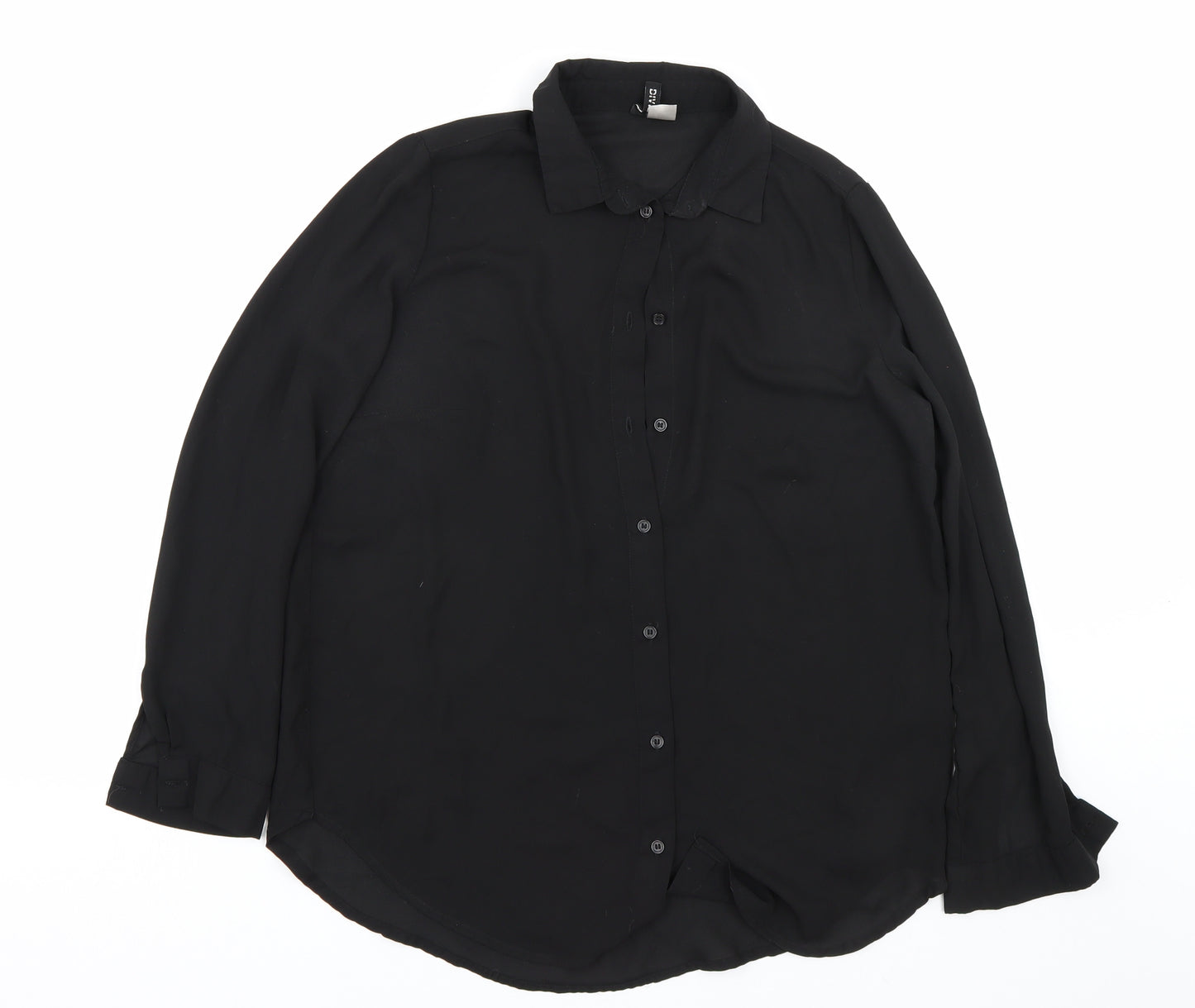 H&M Womens Black   Basic Button-Up Size 8
