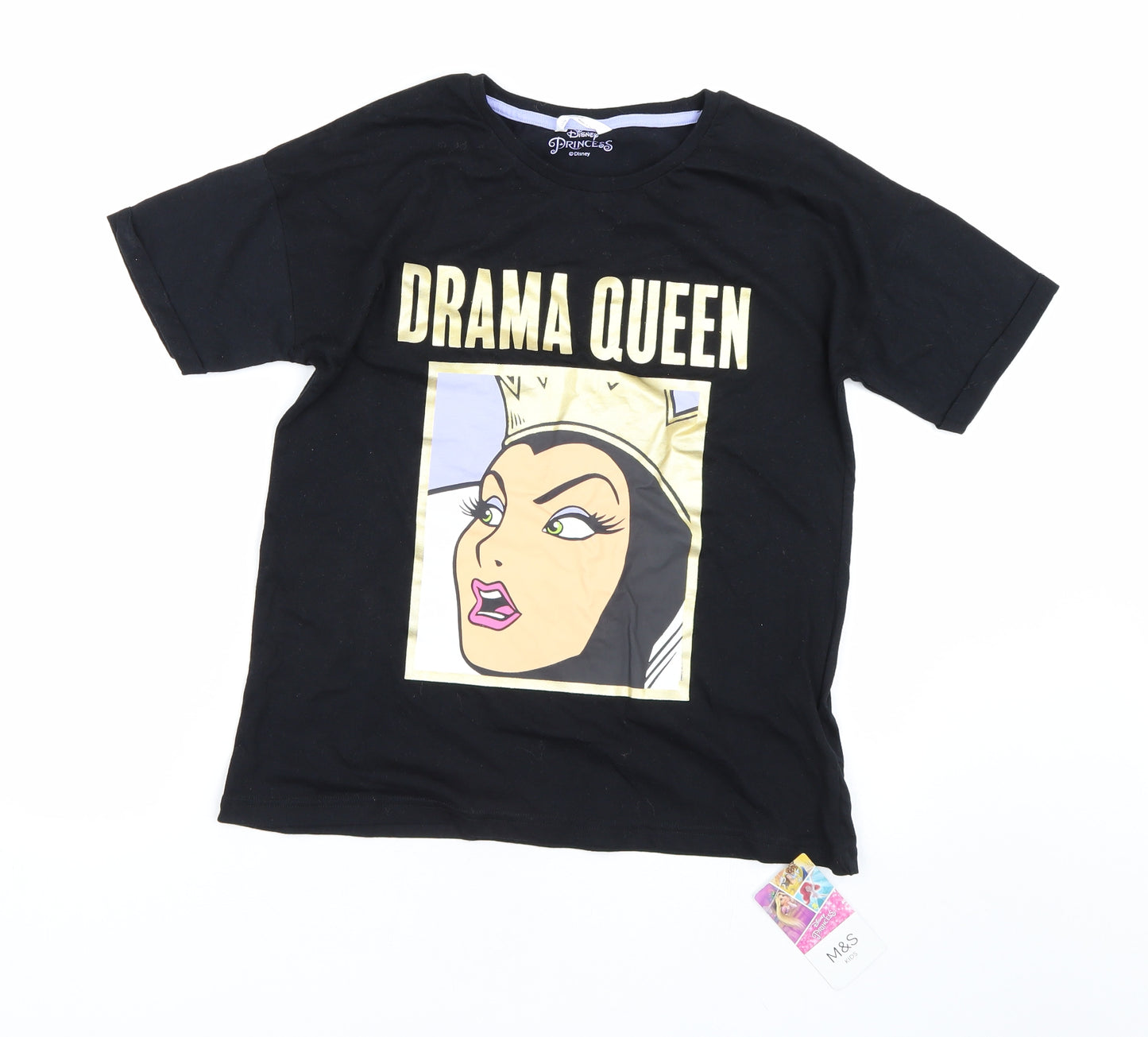 M&S Girls Black   Basic T-Shirt Size 13-14 Years